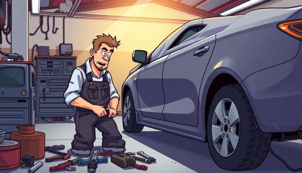 Expert auto body repair technician working on a vehicle